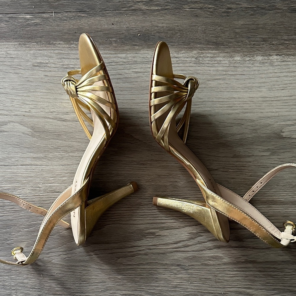 Nine West Metallic Gold Heels - Picture 2 of 3